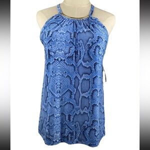 International Concepts | NWT Blue ‘Sophie’ Snake Print Halter Top | Women’s Sz M